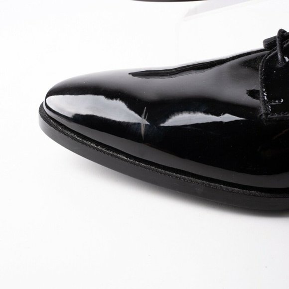 Zara Mens Black Derby Shoes Patent Finish Sz 12 45 - Picture 9 of 11